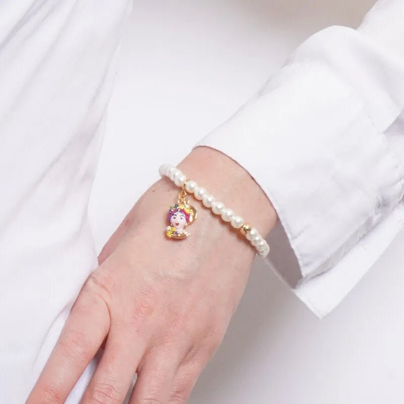 Bracciale elastico con perle e testa di moro | Rohome | Rohome