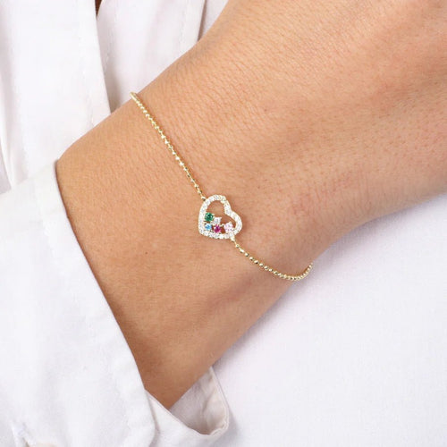 Bracciale in argento con cuore e zirconi multicolor | Rohome | Rohome