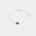 Bracciale in argento con cuore rosso zirconato | Rohome - Rohome