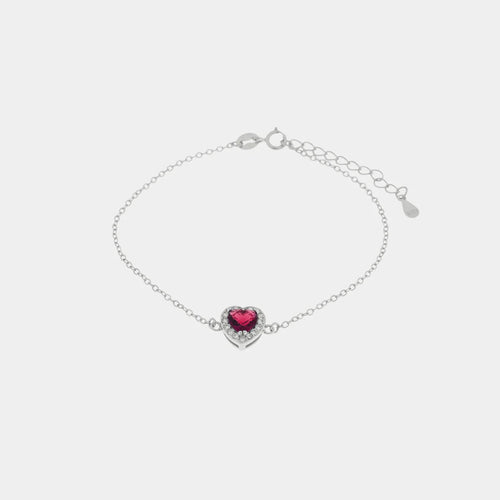 Bracciale in argento con cuore rosso zirconato | Rohome | Rohome
