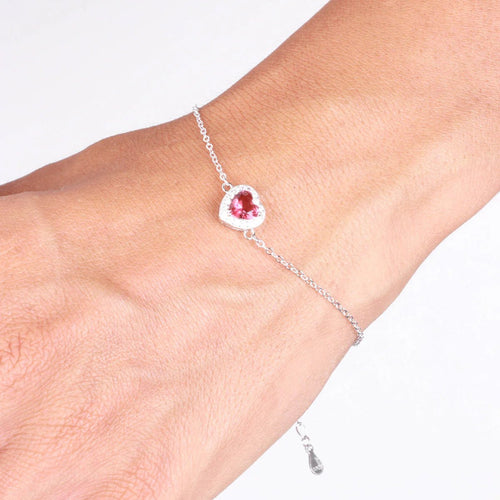 Bracciale in argento con cuore rosso zirconato | Rohome | Rohome