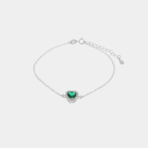 Bracciale in argento con cuore verde zirconato | Rohome | Rohome