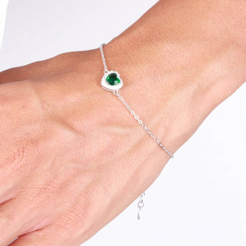 Bracciale in argento con cuore verde zirconato | Rohome | Rohome