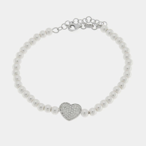 Bracciale in argento con perle cuore pieno | Rohome | Rohome
