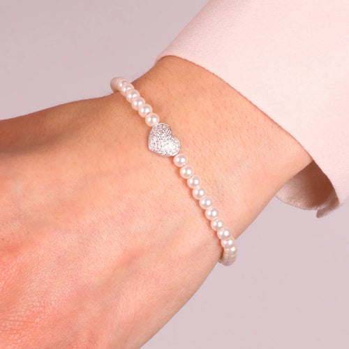 Bracciale in argento con perle cuore pieno | Rohome | Rohome