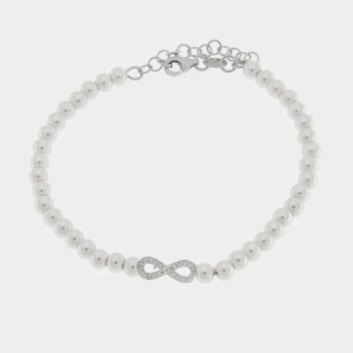 Bracciale in argento con perle di acqua dolce ed infinito | Rohome | Rohome