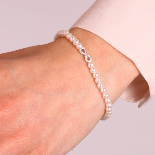 Bracciale in argento con perle di acqua dolce ed infinito | Rohome | Rohome