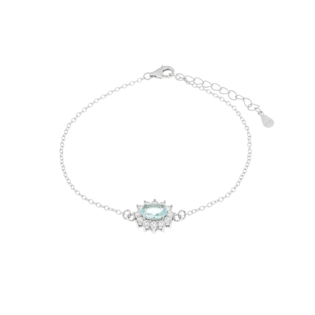Bracciale in argento con zircone grande azzurro | Rohome | Rohome