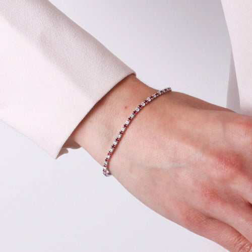 Bracciale in argento con zirconi bianchi e rossi | Rohome | Rohome