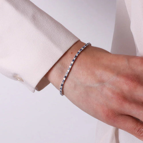 Bracciale in argento con zirconi trasparenti e blu | Rohome | Rohome