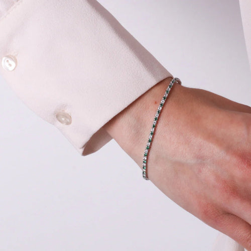 Bracciale in argento con zirconi trasparenti e verdi | Rohome | Rohome