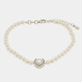 Bracciale in argento in perle con cuore e zircone grande | Rohome | Rohome