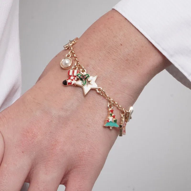 Bracciale in Metallo con albero di natale, stelle e calza | Rohome | Rohome
