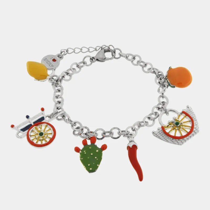Bracciale in metallo con charm siciliani | Rohome | Rohome