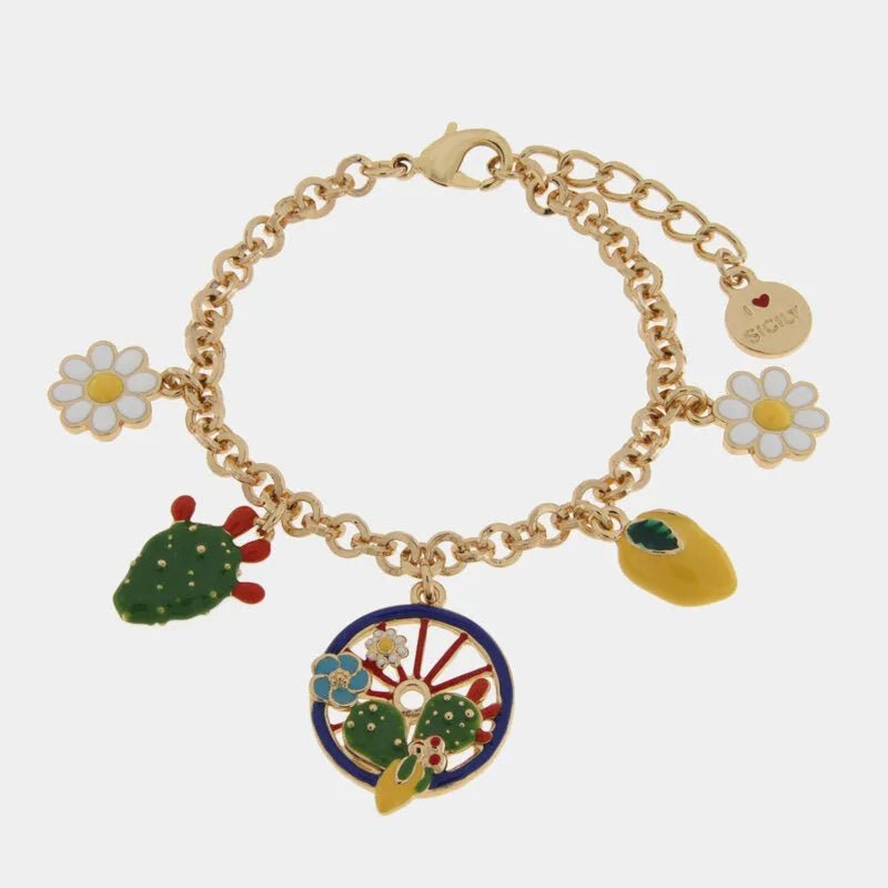 Bracciale in Metallo con ciondoli Siciliani e ruota carro | Rohome | Rohome