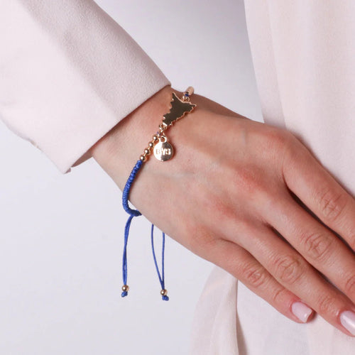 Bracciale in Metallo con cordino blu e charm Sicilia | Rohome | Rohome