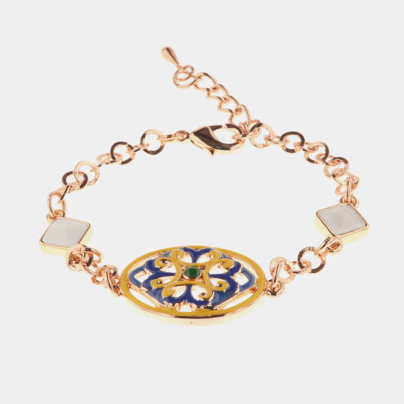 Bracciale in Metallo maiolica blu e gialla | Rohome | Rohome