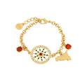 Bracciale in Metallo oro con charm ruota carro e cristalli | Rohome | Rohome