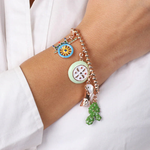 Bracciale in Metallo oro con charm siciliani cannolo | Rohome | Rohome