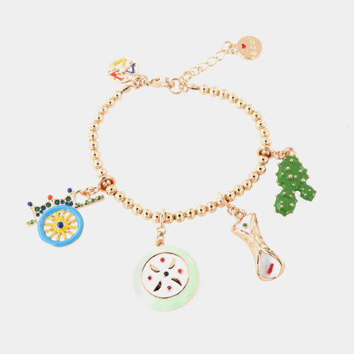 Bracciale in Metallo oro con charm siciliani cannolo | Rohome | Rohome