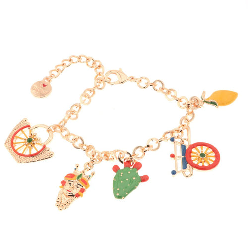 Bracciale in Metallo oro con charm siciliani testa di moro | Rohome | Rohome