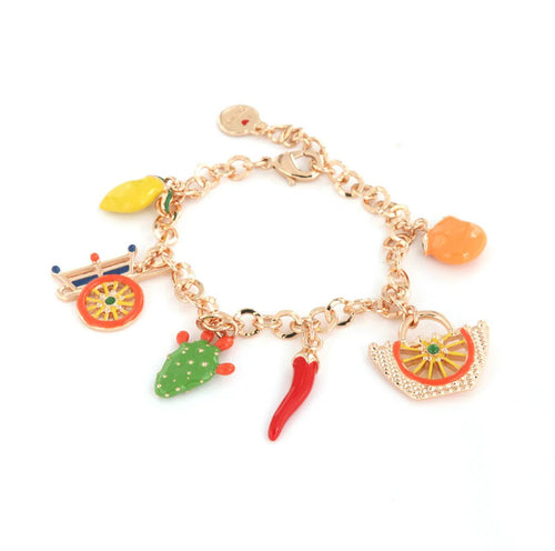 Bracciale in Metallo oro con charms siciliani | Rohome | Rohome