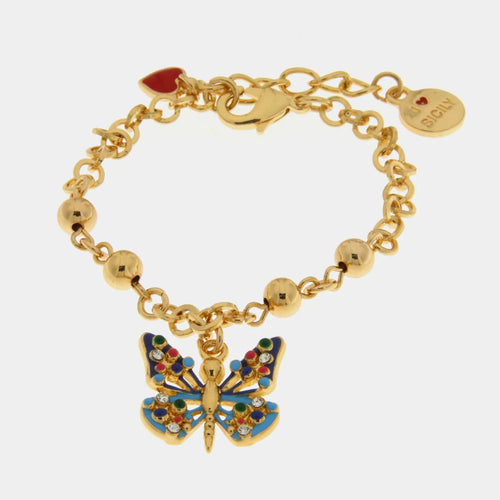 Bracciale in Metallo oro con farfalla e cristalli | Rohome | Rohome