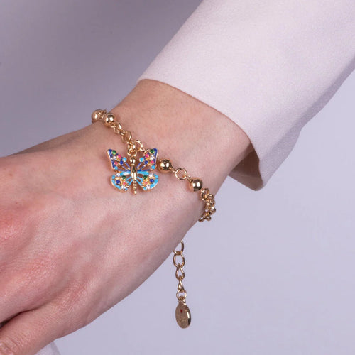Bracciale in Metallo oro con farfalla e cristalli | Rohome | Rohome