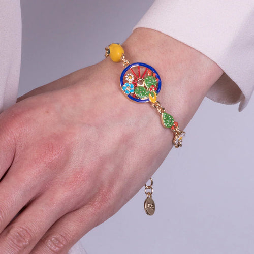 Bracciale in Metallo oro con ruota carro e cactus | Rohome | Rohome