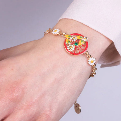Bracciale in Metallo oro con ruota carro rossa e limoni | Rohome | Rohome