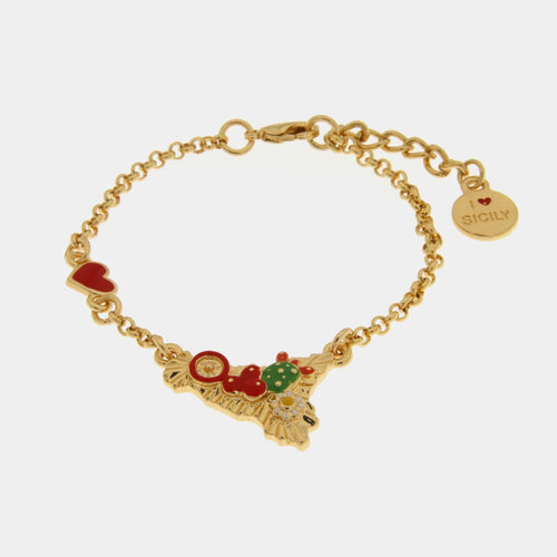 Bracciale in Metallo oro Sicilia con cactus | Rohome | Rohome