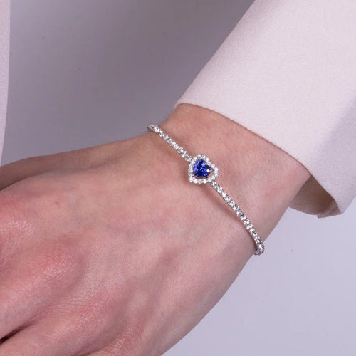 Bracciale in Metallo semirigido con cristalli e cuore blu | Rohome | Rohome