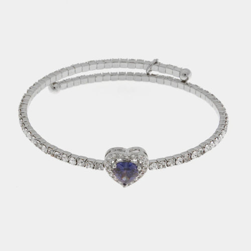 Bracciale in Metallo semirigido con cristalli e cuore blu | Rohome | Rohome