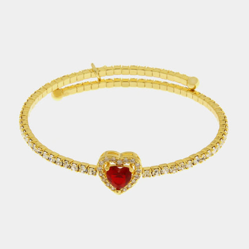 Bracciale in Metallo semirigido con cristalli e cuore rosso | Rohome | Rohome