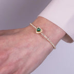 Bracciale in Metallo semirigido con cristalli e cuore verde| Rohome - Rohome
