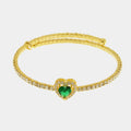 Bracciale in Metallo semirigido con cristalli e cuore verde| Rohome | Rohome