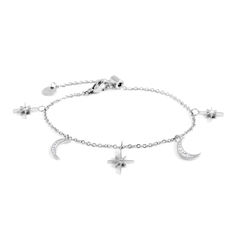 Bracciale lune e rosa dei venti pendenti silver | Rohome