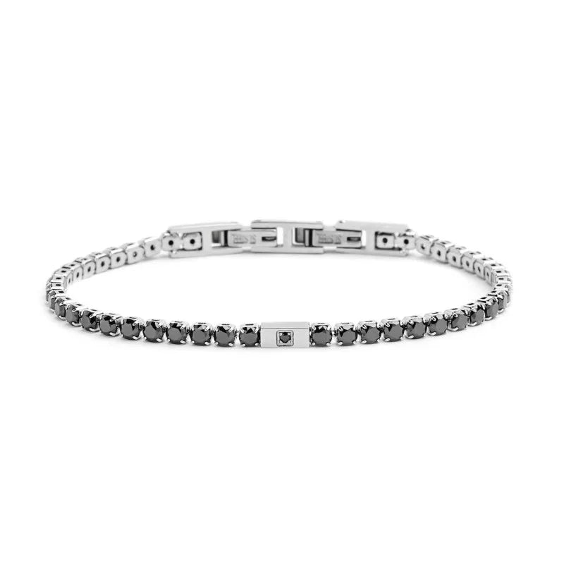 Marlù - Bracciale tennis acciaio zirconi neri 3mm tg s | Rohome