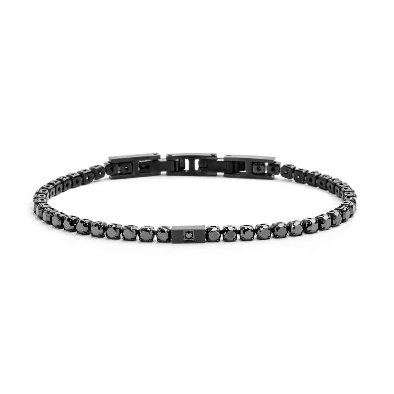 Marlù - Bracciale tennis colore nero zirconi neri 3mm tg s | Rohome