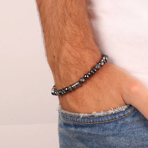 Bracciale Uomo con sfere nere lucide | Rohome | Rohome