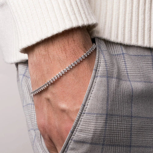 Bracciale Uomo in acciaio con cristalli bianchi| Rohome | Rohome