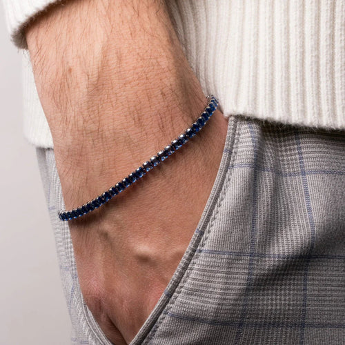 Bracciale Uomo in acciaio con cristalli blu | Rohome | Rohome