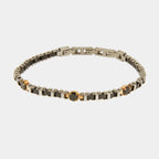 Bracciale Uomo in acciaio con cristalli neri e dettagli oro | Rohome | Rohome