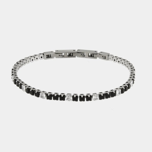 Bracciale Uomo in acciaio con cristalli neri e trasparenti | Rohome | Rohome