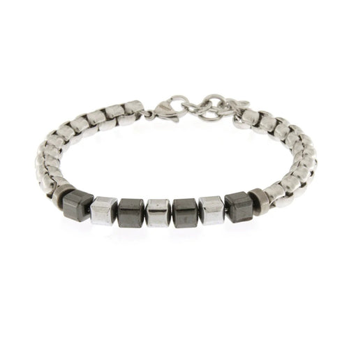 Bracciale Uomo in acciaio con dadini neri | Rohome | Rohome