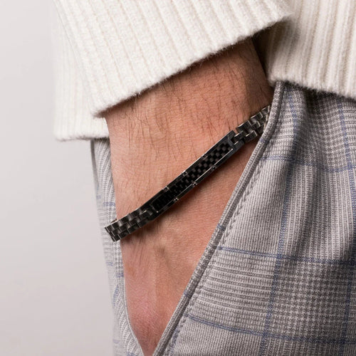 Bracciale Uomo in acciaio con inserti neri | Rohome | Rohome