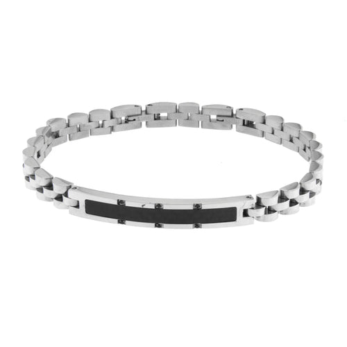 Bracciale Uomo in acciaio con inserti neri | Rohome | Rohome