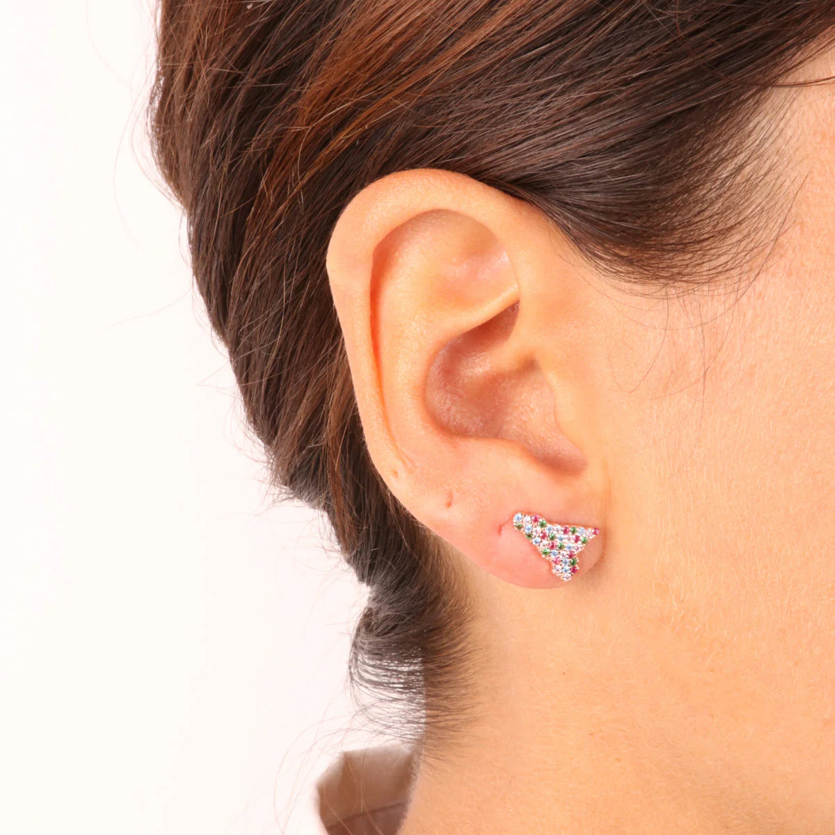 Orecchini in Argento oro a forma di Sicilia con zirconi a lobo | Rohome
