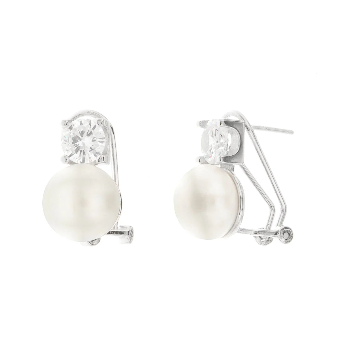 Orecchini in Argento con perla bianca e cristallo| Rohome
