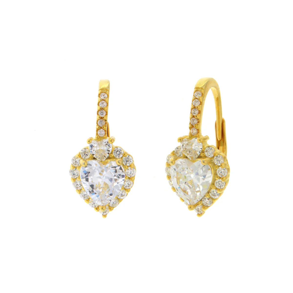 Orecchini in Argento a cuore con punto luce e zirconi | Rohome